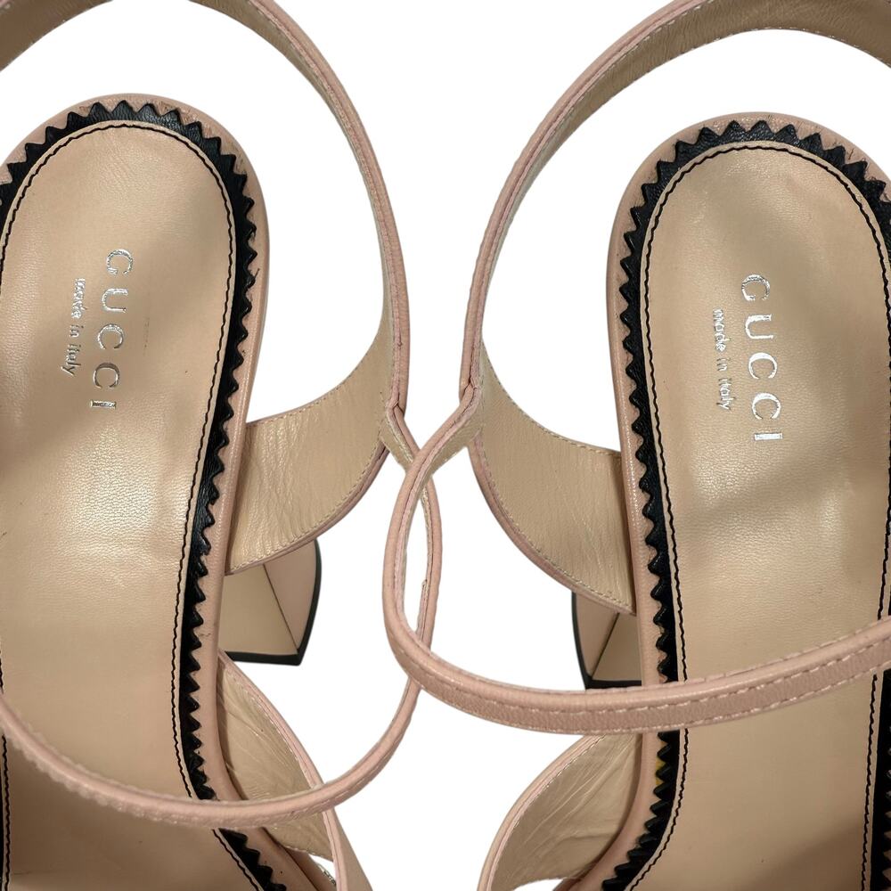 New Gucci Interlocking GG Studded Platfrom Sandals Leather Pink Size 42 - Picture 4 of 10